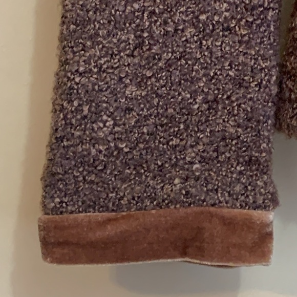 Anthropologie HWR Brown Boucle Knit Velvet Trim Button Cardi Blazer Sweater XS - Picture 5 of 16